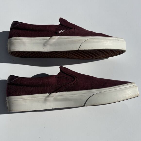 Vans Slip-On 59 Herringbone Maroon Burgundy Port Sneakers Women’s Sz 9 #500714 - Picture 6 of 11